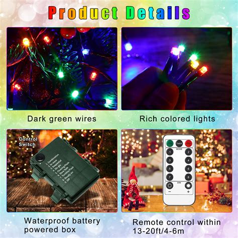 Vihose Pack Battery Operated Christmas Lights Ft Colorful Led