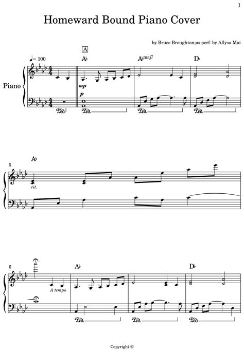 Homeward Bound Piano Cover - Sheet music for Piano