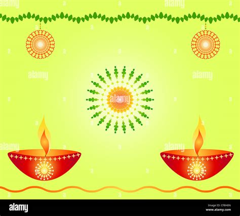 Indian festival Diwali lamps with decoration Stock Photo - Alamy