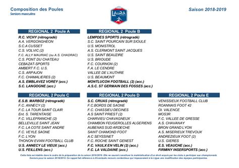 La Composition Des Poules R2 Auvergne Rhône Alpes 2018 2019 Metro Sports