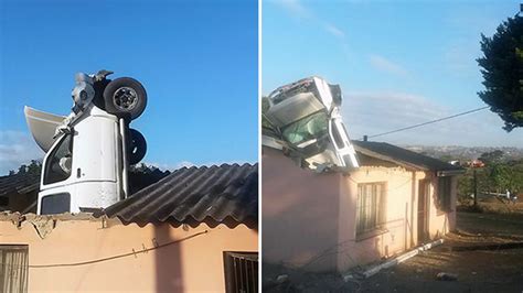 Car Flies Through Air Crashes Through Roof Of House In South Africa