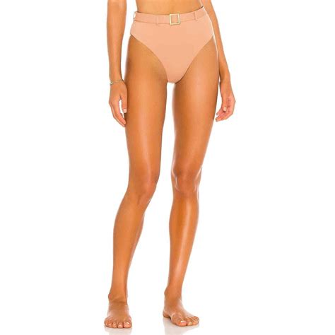 WeWoreWhat Revolve Bikini Swim Bottom Emily Belt High Rise Nude Brown Small EBay