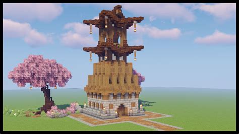 Minecraft How To Build An Asian Themed Tower Tutorial Youtube