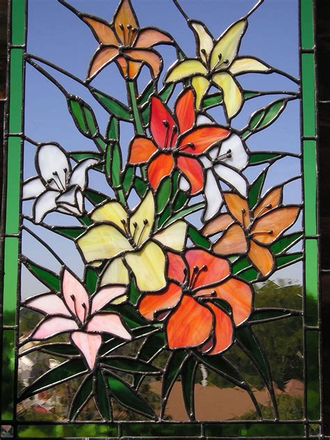 Items Similar To Stained Glass Panel Tiger Lilies Multi Colored Handcrafted Made In Usa