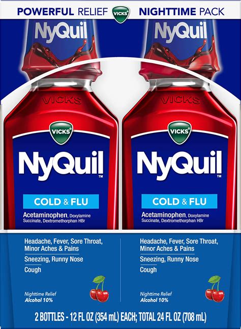 Vicks Nyquil Severe Cold And Flu Relief Liquid Medicine Maximum Strength 9 Symptom