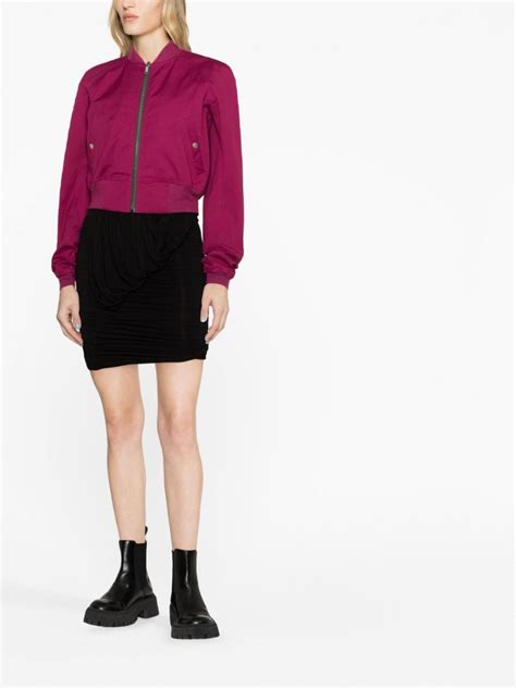 Rick Owens Cropped Gradient Effect Bomber Jacket In Pink And Purple