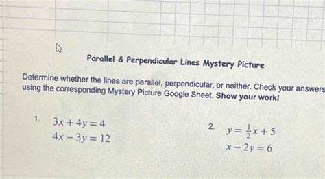 Solved Parallel And Perpendicular Lines Mystery Picture Determine