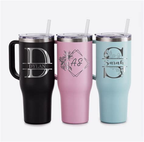 Personalized 40oz Tumbler With Handle, Lid and Straw, Stainless Steel ...