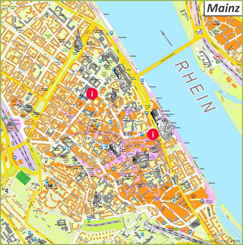 Mainz Tourist Map - Ontheworldmap.com