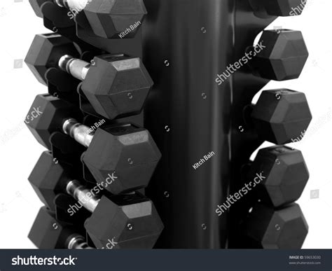 Dumbbell Rack Dumbbells Isolated Against White Stock Photo 59653030 ...