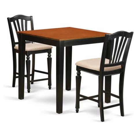 East West Furniture Pub Piece Pub Table And Dining Chair Set In Black