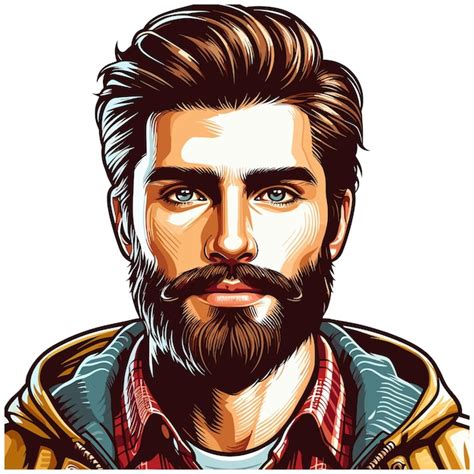 Homme Avec Une Barbe Moustache Dessin Animé Homme Avec Une Barbe