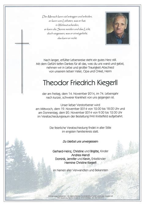 Parte F R Theodor Friedrich Kiegerll Pax Requiem