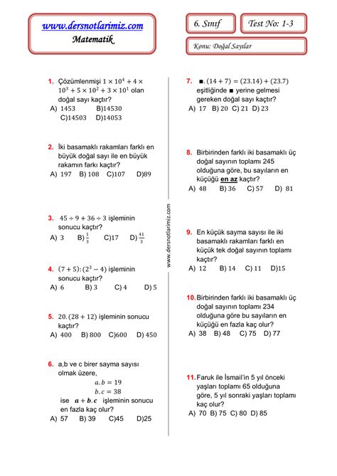 S N F Matematik Do Al Say Lar