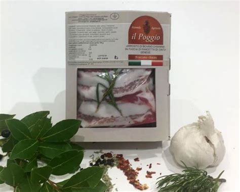 Arrosto Di Bovino Razza Chianina In Fascia Di Pancetta Di Cinta Senese Confezione In Box Da 700