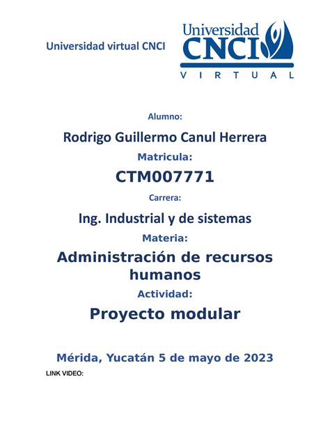 Proyecto Modular Administracion De Recursos Humanos Universidad