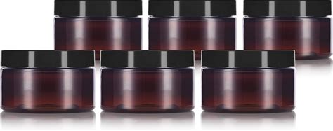 Amazon Oz Amber Pet Plastic Low Profile Jar With Black Smooth