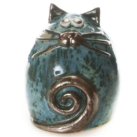 Tabby Fat Cat Ornament Blue