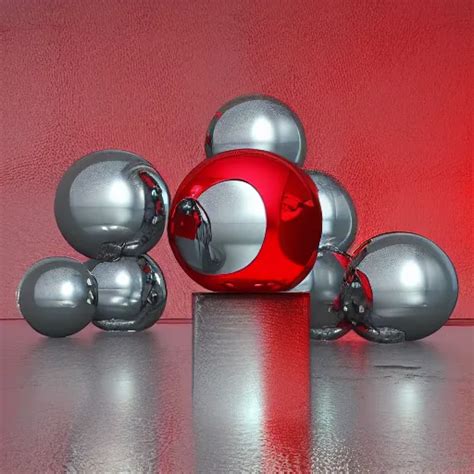 Chrome Spheres On A Red Cube By Wojciech Siudmak Stable Diffusion