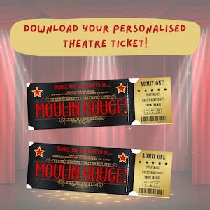 Personalised Moulin Rouge Ticket Printable Broadway Surprise Ticket ...