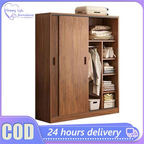 Solid Wood Sliding Door Wardrobe Bedroom Storage Cabinet Modern Simple