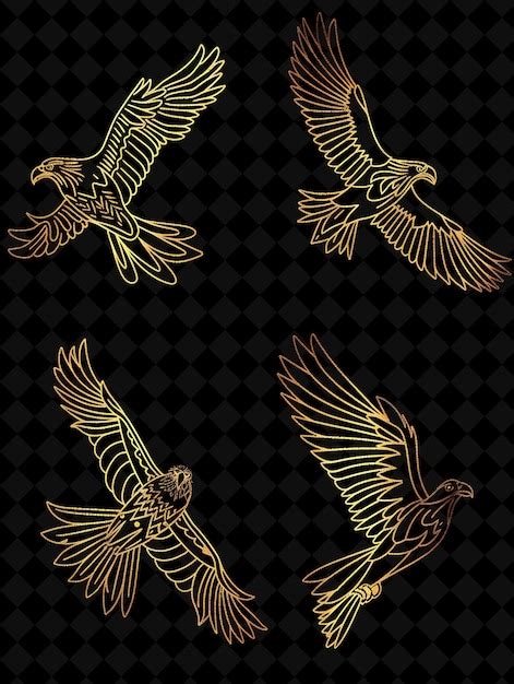 Golden Eagles On A Black Background Premium AI Generated PSD