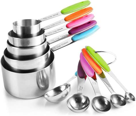 U Chef Set De Tazas Y Cucharas Medidoras De Acero Inoxidable Con