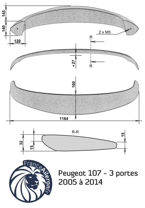 Becquet Aileron pour Peugeot 107 3 portes 2005 à 2014