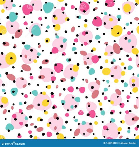 Irregular Colorful Polka Dot Seamless Pattern With Colored Rounded