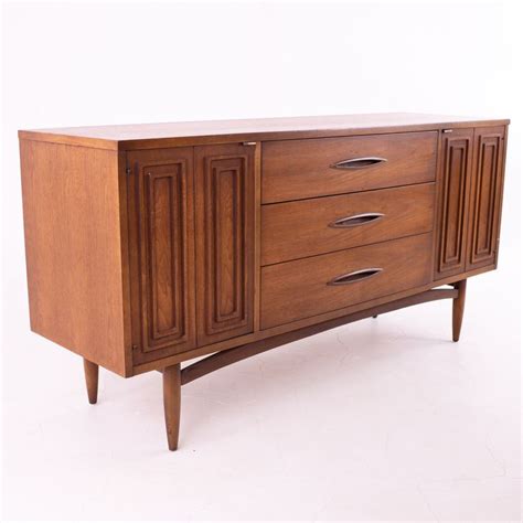 Broyhill Sculptra Brutalist Mid Century Walnut Credenza Mcm Etsy