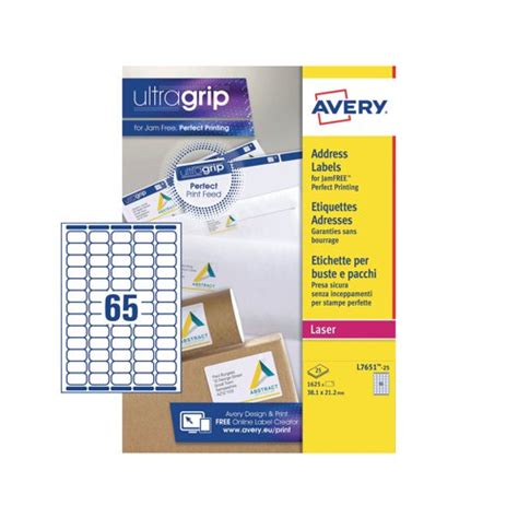 Buy Avery White Mini Laser Labels 38 1 X 21 2mm 1625 Pack L7651 25