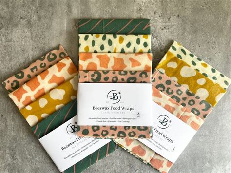 Pastel Leopards Beeswax Wraps 4pk Beeswax Food Wraps An Eco Friendly