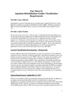 Fact Sheet Inpatient Rehabilitation Facility Fact Sheet