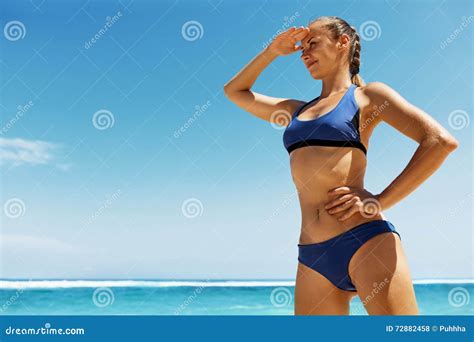 Beautiful Woman In Bikini On Beach In Summer Stock Photo Image Of Beach Body