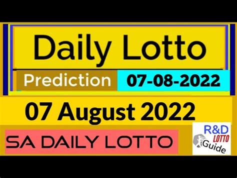 Sa Daily Lotto Prediction For August Daily Lotto Today