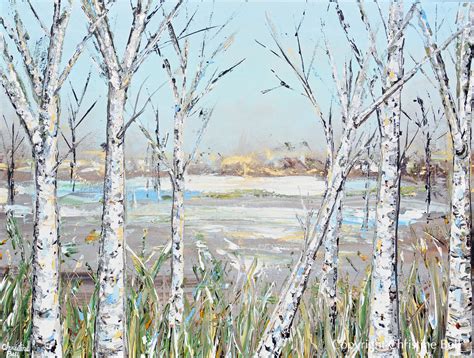 ORIGINAL Art Abstract Painting Birch Trees Landscape Aspens Wall Art – Contemporary Art by Christine