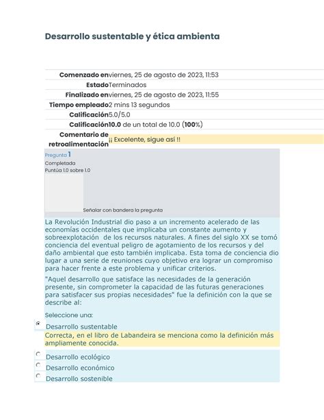 Puntos Extras Desarrollo Sustentable Y Etica Ambienta Comenzado