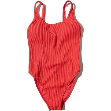 Hollister Ribbed High Leg One Piece Swimsuit 45 Liked On Polyvore