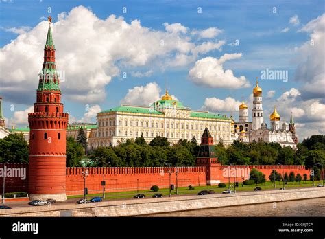 Panoramic Overview Of Downtown Moscow With Kremlin On A Sunny Day Stock