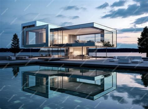 Premium AI Image | Modern luxury home with swimming pool