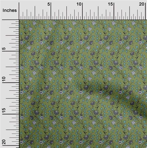 Oneoone Silk Tabby Fabric Leaves Floral Block Print Fabric By Yard