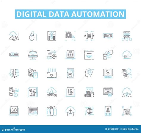 Digital Data Automation Linear Icons Set Algorithm Analytics