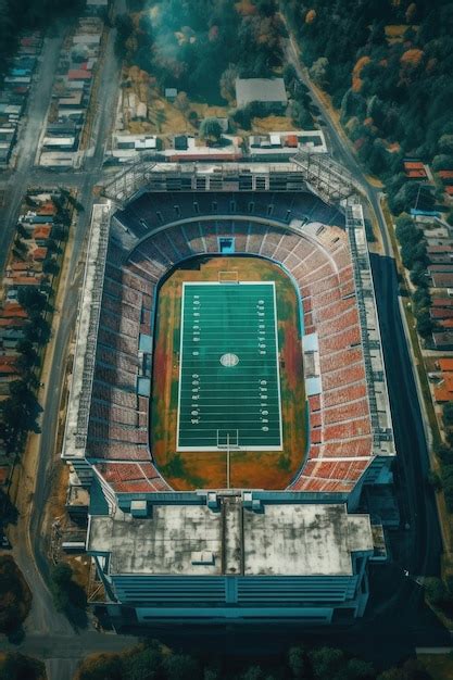 Premium AI Image | Aerial view of empty football stadium created with ...