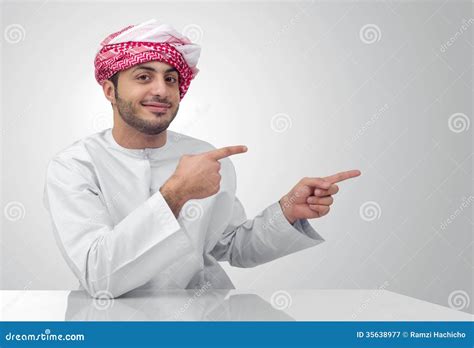 Arabian Business Man Pointing His Fingers Isolated Stock Image Image