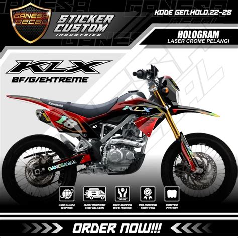 Decal Sticker Setiker Hologram Pelangi Motor Cross Kawasaki KLX 150 BF