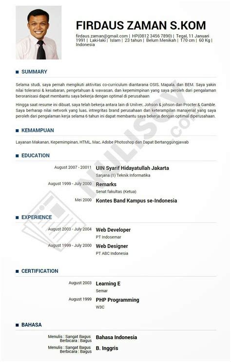 wwwpenuliscvprofesionalcom contoh surat lamaran  cv  baik