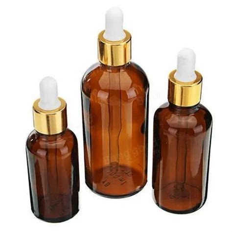 Amber Glass Bottle With Golden Dropper Capacity 10 Ml Size 100 Ml