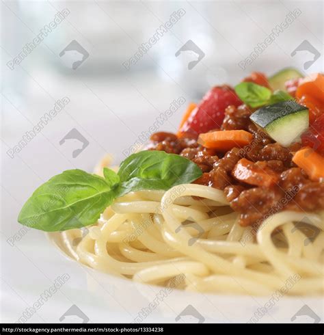 Spaghetti Bolognese Nudeln Pasta Gericht Mit Fleisch Stockfoto