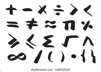 Math Mathematical Symbols Hand Drawn Set Stock Vector Royalty Free