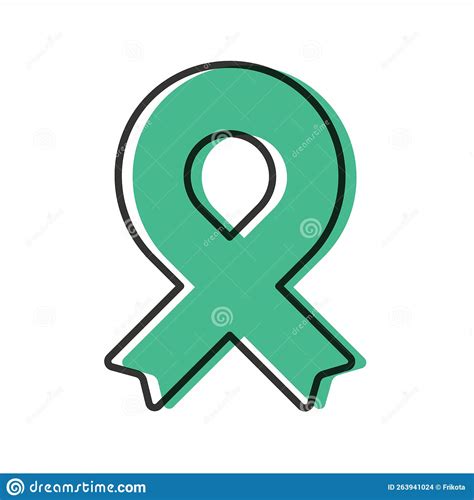 Awareness Ribbon Black Outline Jade Color Geometrical Shape Vector